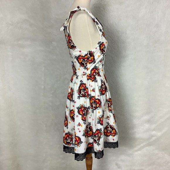 Vintage 90s Hot Topic Book Of Life Dias De Los Muertos Halter Dress S - Picture 5 of 6